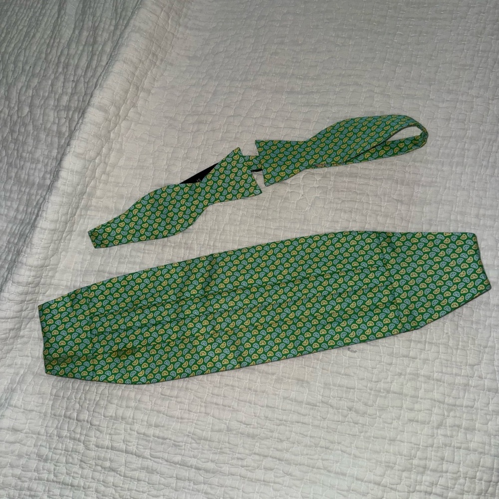 Green and Yellow lemons and lime Patterned Bow Tie